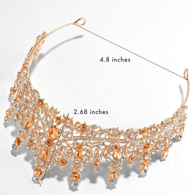 TAROSE Crowns for Women, Queen Crystal Gold Silver Tiaras with White Rhinestone and Combs, Goddess Crown for Wedding Bride Birthday Princess Bridal Shower Hair Accessories for Women - Image 2